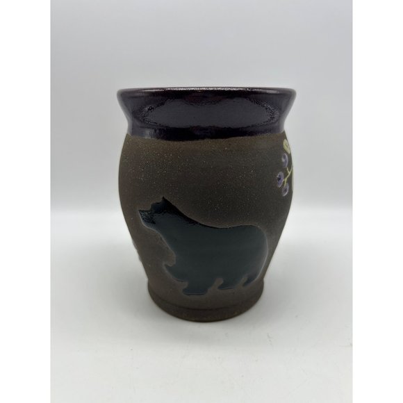 Boot Hill Pottery Vase Bear Deep Purple 5" Tall - Picture 1 of 5